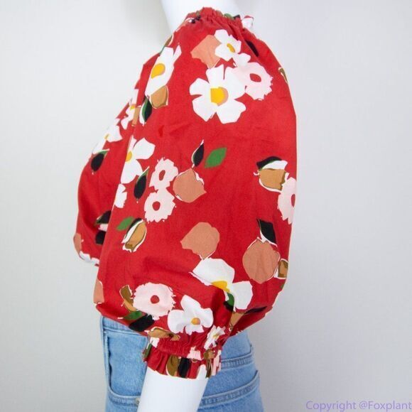 NWT kate spade Botanical garden aperitif top, Red and White - Picture 10 of 15